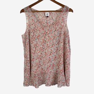 CAbi Bella Lightweight Pink Floral V-Neck Layered Tank Top Size M 5032